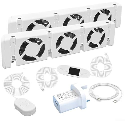 ZYWUOY Radiator Fan Booster, 5V 3.0 Smart Radiator Booster Extension Set For Underheaters And Radiators, Ventilator Fan To Save Energy And Heating Costs((D-uo set)