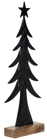 EGLO LIVING Deko Baum Baliguian, Weihnachtsdeko groß, Bodendeko Wohnzimmer, Dekofigur Weihnachten, Adventsdeko aus Holz in Natur und Metall in Schwarz, 65 x 25 cm