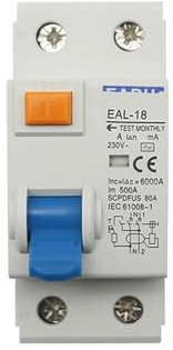 TJXADNEV Disjoncteur électromagnétique à Courant résiduel, Type 2P 10/30mA AC, disjoncteur différentiel, Interrupteur de sécurité(30mA,2P 25A)