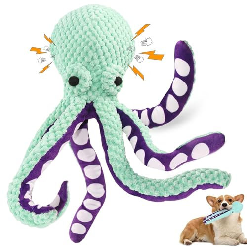 CHENRI Pawforloves Premium Pet Plush Toy, Hunde-Quietschspielzeug Krake, Hundespielzeug Unzerstörbares, Niedliche Krake Quietschendes Hundespielzeug aus Plüsch für kleine, mittlere und große Hunde