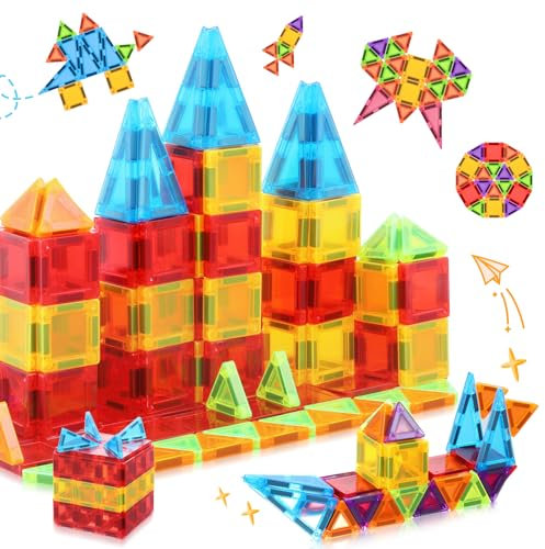 W WISE BLOCK Magnetische Bausteine Spielzeug, STEM Magnetische Bauklötze Sets, Fahrende Mini-Magnetkacheln für Kleinkinder für 3 4 5 6 7 8 Jahre Junge Mädch