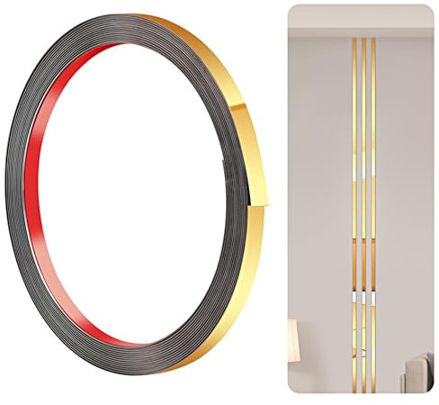 600cm-1cm Edelstahl Zierleisten Selbstklebend, Ekleiste Selbstklebend, Wandleisten für Kamine, Spiegelrahmen, Wände, Autos und Möbel(Gold)