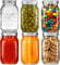 LATERN 6 Piezas 32oz Tarros de Vidrio de Boca Ancha, 960ml Botes de Vidrio Impresos a Herméticas Jars con Tapa y Banda para Conservar Mermelada Miel Jalea Salsas Avena Nocturna Ensalada Yogur