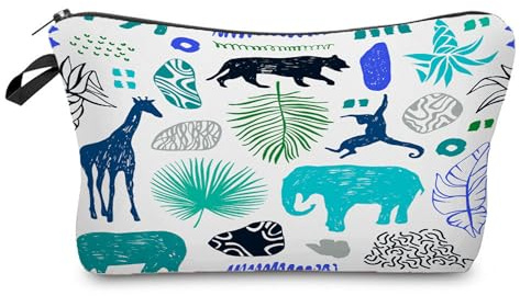 Kosmetiktasche Blauer Elefant Schminktasche Tragbare Reise Kosmetiktasche Set,Klein Niedliche Vielseitige Geldbörse Klein, Kosmetiktasche Damen,Reißverschlusstasche Kosmetik Tasche
