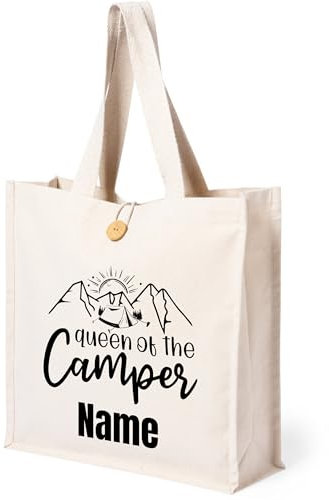 GRAZDesign Camping Geschenk Tasche Queen of the Camper - Personalisierbar, Tragetasche für Outdoor Liebhaber