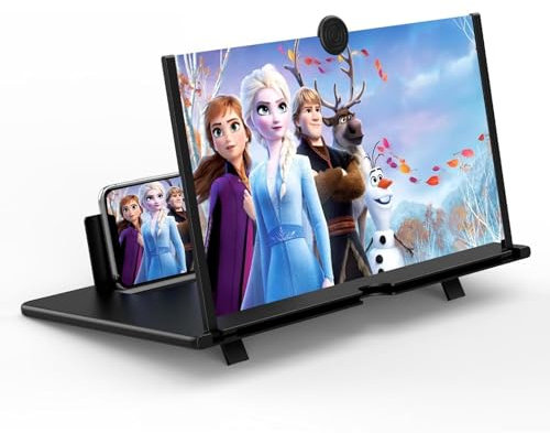 SagTuol Bildschirmlupe 16-20 Zoll, Bildschirmlupe für Smartphones 3D HD, Faltbarer Handy bildschirmlupe zum Ansehen von Filmen und Videos, geeignet für alle Smartphones (Schwarz, 14 Zoll-03)