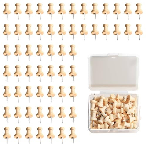 Dreamil Wowot Lot de 50 punaises en bois pour tableau d'affichage, cartes, photos, carte, travaux manuels