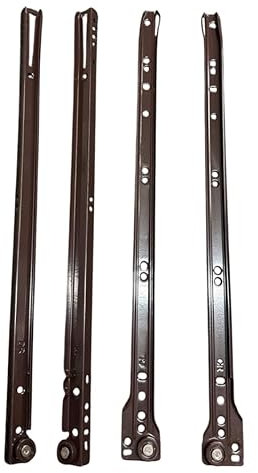 Coppia Guide Scorrevoli a Rullo per Cassetti in Legno – Montaggio Laterale, Portata 25kg, Colore Marrone (40cm)