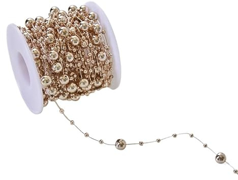 10 Meter Champagner Gold Perlenkette Girlande Perlenschnur Perlenkette für Hochzeit Doration