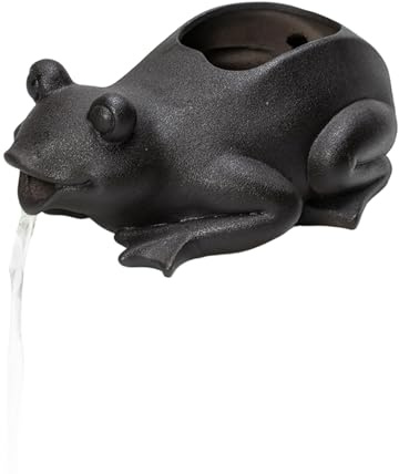 Garden Pond Spitters, Outdoor Garden Fountain Spitter Pond Water Feature, Fish Tank Automatic Circulation Water Landscaping Ornaments, with Water Pump and Hose(Black)