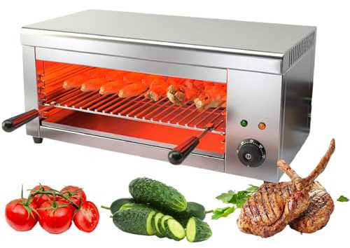 Salamandra Commerciale 2000W, Fonditore di Formaggio Elettrico, Grill BBQ da Banco con Temperatura Regolabile 122-572°F & 4 Altezze, Grill Fonditore Commerciale