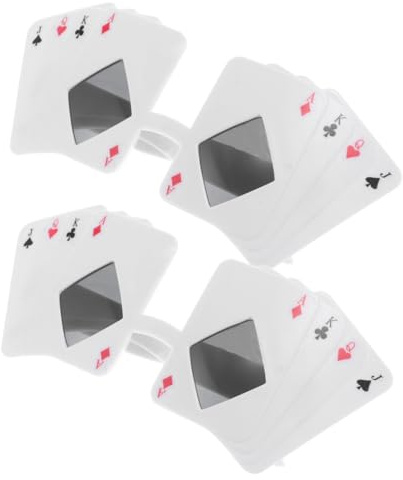 LALADEFIEE 2 Stück Pokerbrillen Für Erwachsene Lustige Plastik Sonnenbrillen Mit Spielkartenmuster Partyzubehör Für Themenfeiern Halloween Und Fotoboxen