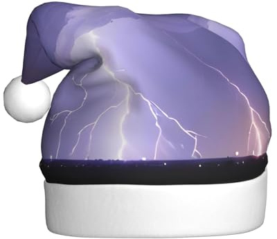 Weihnachtsmütze für Erwachsene, Plüsch, WHJSHOP Lightning Sturm, Bild, weich und bequem für Partys, Tänze, Halloween