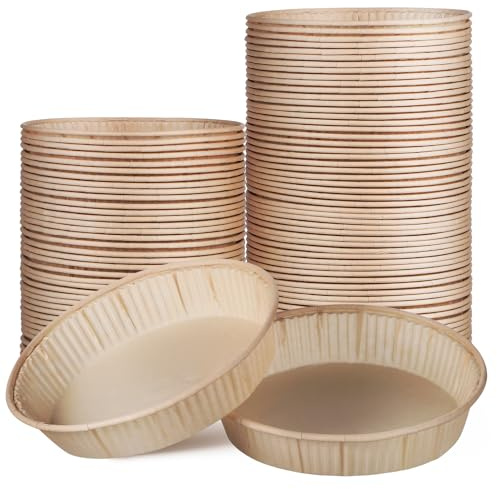 IMIKEYA 100 Moules à Tartelettes Jetables 4 Pouces, Ronds en Papier Beige, Antiadhésifs pour Cuisson Pâtisserie Maison et Professionnelle, Moules à Mini-gâteaux pour Tartes, Quiches