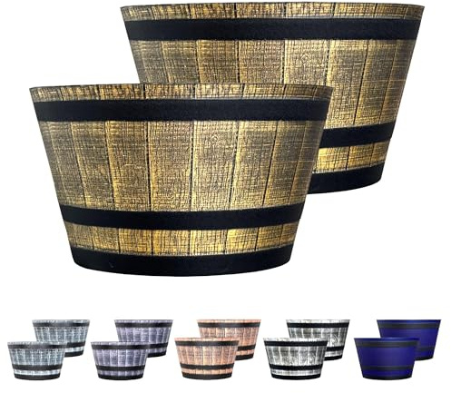 SG Traders Large Half Barrel Cask Planter, Indoor Plant Pot with Drainage Holes, Flower Pots Outdoor Garden Planters, 52 x 31cm - Pack of 2
