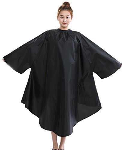 PERFEHAIR Friseur Salon Haarschneide Cape zur Maximalen Abdeckung, Schwarzer Salon Umhang mit Halblang-Ärmeln, 127cm x 150cm, 162g
