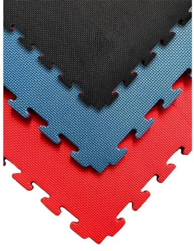 Jardin202 - Tatami Puzzle 1000x1000x20 mm | Esterilla Reversible Antideslizante | Suelo para gimnasios y Judo | con Bordes | Rojo y Azul
