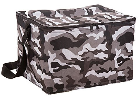 Hi Suyi Camouflage-Kühltasche, Oxford-Aluminiumfolie; isoliert, Einkaufstasche, Kühltasche, hält Lebensmittel warm oder kalt, für Picknick, Wein und Flaschen camouflage gray