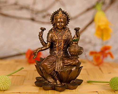 Collectible India Sammlerstück Indische Göttin Lakshmi Idol Hindu-Laxmi Göttin Statue Home Office Decor (Größe 8 cm x 5 cm)