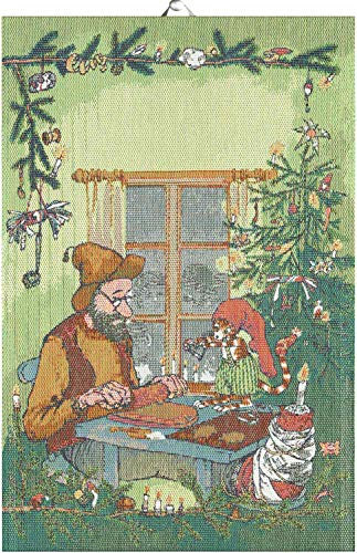 Ekelund Pettersson & Findus Weihnachtshandwerk Geschirrtuch (Öko-Tex) 40x60 cm grün, rot, braun, Mehrfarbig