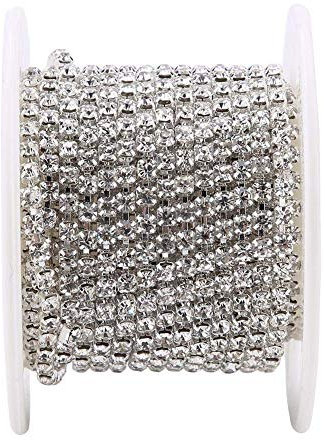 SS12 Kristall Kette, SS12, 1,5 m/Rolle mit Kristall Kette, DIY Fashion Close Cup Chain Bekleidung Beauty Accessories silber