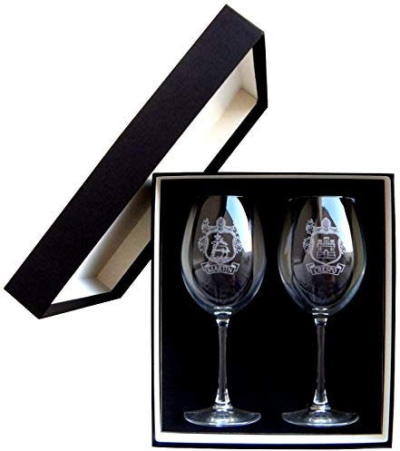 Arte-Deco Copas de Vino grabadas y Personalizadas con el Escudo HERÁLDICO de su Apellido. Un Regalo Elegante, Original y a la Vez Muy Atractivo y Duradero en el Tiempo.
