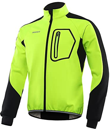 BERGRISAR Veste de Cyclisme Homme Hiver Coupe-vent Imperméable Thermique en Polaire Blouson Vélo VTT BG011 - Vert - Small