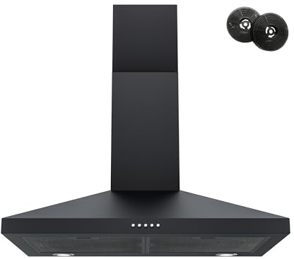 FIREGAS Black Range Hood 30 Inch,Wall Mount,450CFM