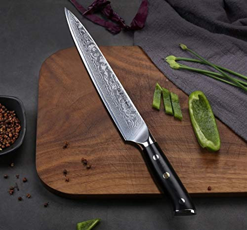 Couteau de chef 8 pouces Tranchelard Japon Damas acier Cleaver viande Couteau ébène G10 poignée Sashimi Sushi Chef de professionnels Couteaux