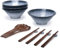 Ramen Soup Bowl Set, Japanese Mini Ceramic Noodle Bowl with Spoons and Chopsticks for Pho, Udon Rice and Salad, Traditional Hand-Made Gift for Child(Blue Diamond, 4×700ml)