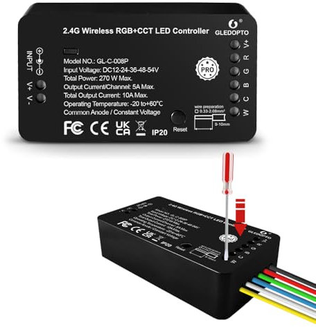 Gledopto LED Strip Controller Zigbee 3.0 RGB CCT Voice APP Control Work with TUYA Smart Things H*ue Echo Studio LED Light Dimming DC12V-24-36-48-54V