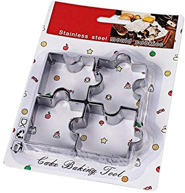 Uteruik Lot de 4 emporte-pièces en acier inoxydable en forme de puzzle pour décoration de gâteaux