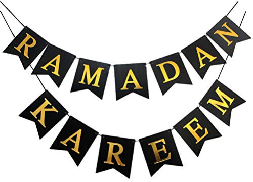 Amosfun Mubarak Banner Girlande Eid Banner Flagge Ramadan Party Hängen Dekorationen für Ramadan Kareem Festival Glücklich Eid Liefert