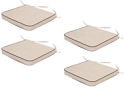 PillowPrim sitzkissen – stuhlkissen - Komfortabler Sitz - Für Zuhause und Garten - Bequemes Sitzen - Set mit 4 Stück - Gebunden - 48x45 cm - Beige