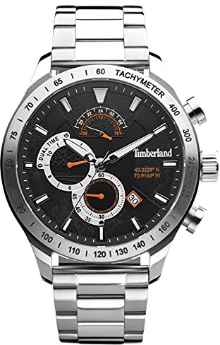 Timberland Nickerson Herren Armbanduhr Edelstahl Silber 49 mm, Multifunktionsuhr, Wasserdichtigkeit: 5 Bar, TDWGK2100204