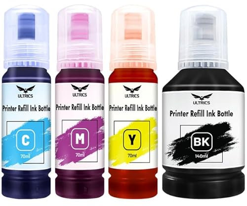 ULTRICS Recharges Universelles Encre pour Imprimante, kit Encre Recharge compatibles avec Epson, Brother, Canon, HP, Lexmark, CISS et Cartouches de Encre Rechargeables - BK C M Y 100ml Chaque