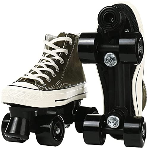 JianJud Rollschuhe Outdoor, Klassische Vierrädrige Zweireihige Canvas-Rollschuhe Für Mädchen, Sicher Und Langlebig, Ideal Für Anfänger