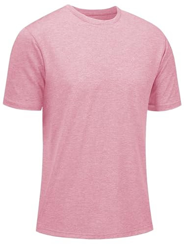 KEFITEVD Maglietta sportiva ad asciugatura rapida da uomo, a maniche corte, leggera, traspirante, per l'estate, rosa, S