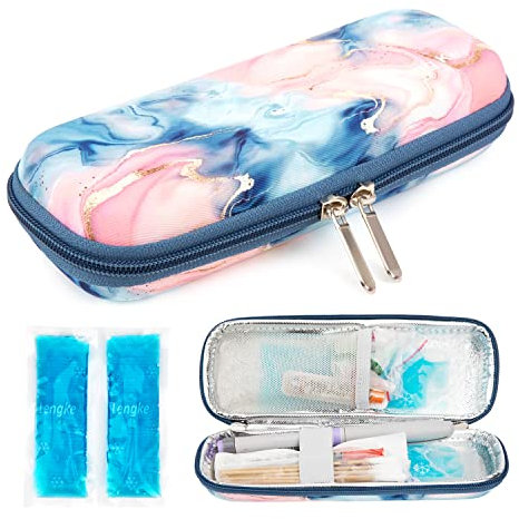 YOUSHARES Estuche Térmico Insulina Bolsa Refrigerada Viaje para Diabéticos con 2 Bolsas de Hielo - Bolsa para Insulina Estuche de Insulina Nevera Portatil Medicamentos (Quicksand Pink)