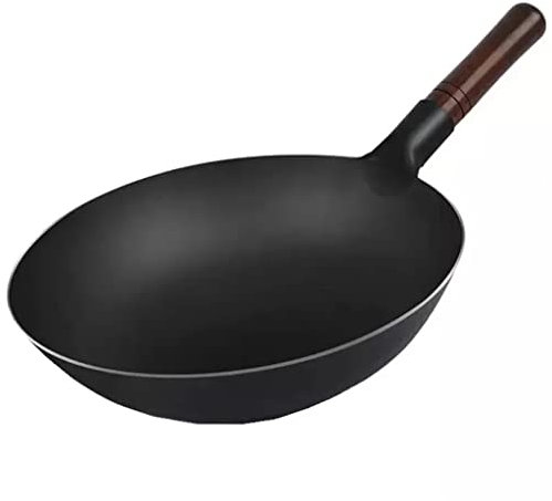 BONOCO Marmite en Fer sans revêtement en Fonte Utilisation générale pour cuisinière à gaz et à Induction Wok Chinois Casseroles Outils de Cuisine Wok Brûleur (Color : A Size : 32 cm) (Color : A)