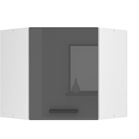 Belini Hängeschrank Küche, Küchenschränke SGN. Breite 60 cm. Oberschrank mit 1 Tür, Küchenhängeschränke, Wandschrank Hängend, Silber Hochglanz