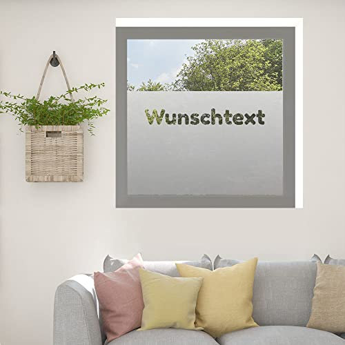 Kiwistar UG Glasdekorfolie - 110 cm lang - Wunschtext Fensterfolie Sichtschutzfolie Milchglas selbstklebend für Bad Dusche Badfenster Blickdicht Büro Terasse Klebefolie