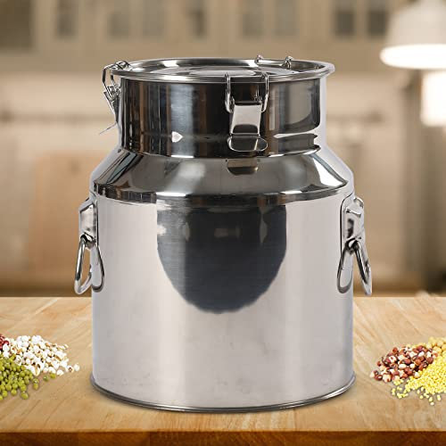 Jarra de leche hermética de acero inoxidable 201, cubo de vino, jarra de leche, jarra muerta, bidón de té, barril de transporte multifuncional con junta de silicona, resistente (14 L)