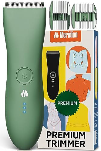 Meridian The Trimmer Premium, Body Hair Trimmer & Electric Shaver for Men and Women for Pubic Hair, Chest, Legs & Bikini Line, Waterproof & Rechargeable, Sage