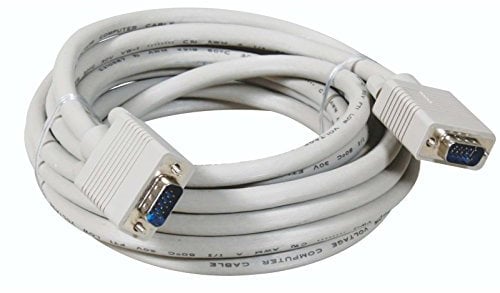 DV - 5 m – VGA Male to Male Cable for maximum quality, high-purity copper lines (Full HD, VGA to VGA, connects computer to screen, plasma TV & projector, 15-pin, monitor cable, White)
