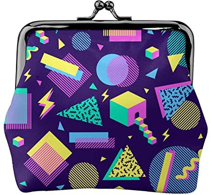 Retro 80er 90er Vintage Damen-Geldbörse aus Leder, Kleingeldbeutel mit Kiss-Lock-Verschluss und Schnallen-Geldbörse für Frauen und Mädchen