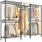REIBII Clothes Rail, 380KG Metal Clothes Rack for Bedroom,Heavy Duty Rails with Shelves and Hanging Rails for Garments, Portable Open Wardrobe for Bedroom Walk-in Closet Garage, 195H x 190W x 45D cm