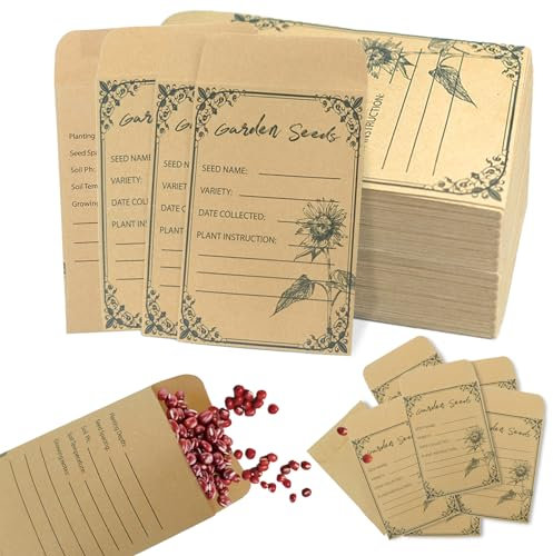 Gamtrik 100 Pieces Seed Envelopes - Seed Packets Envelopes Self Adhesive Sealing Seed Saving Envelopes for Seed Storage 4.72 * 3.15 Inch Small Envelopes for Collection Vegetable Plants Garden Seeds