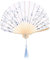 IMIKEYA Handfächer Hochzeit Weiß Seiden Faltbarer Hochzeitsfächer Alter chinesischer Fächer Sommer Handfächer eleganter Party Faltbar Fächer