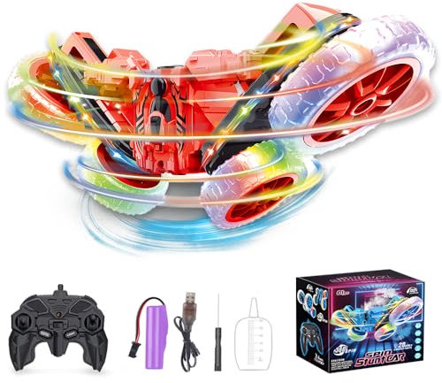 3T6B Ferngesteuertes Auto 4WD 360° Flip Stuntauto, 2,4GHz RC Stunt Crawler Mit Bunten Blinklichtern und Sprühstunts, Weihnachten Geburtstags Geschenk für 3 4 5 6 7 8 9+ Jahre